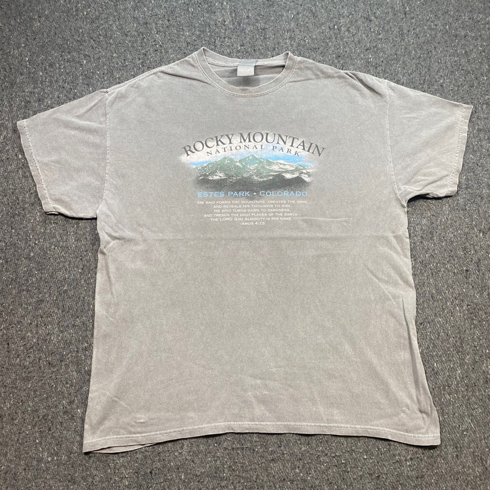 Rocky Mountain National Park TShirt Sz XL Mens Gray Gorpcore Estes Park Colorado